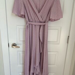 HYFVE Lavender Polka Dot Midi Dress